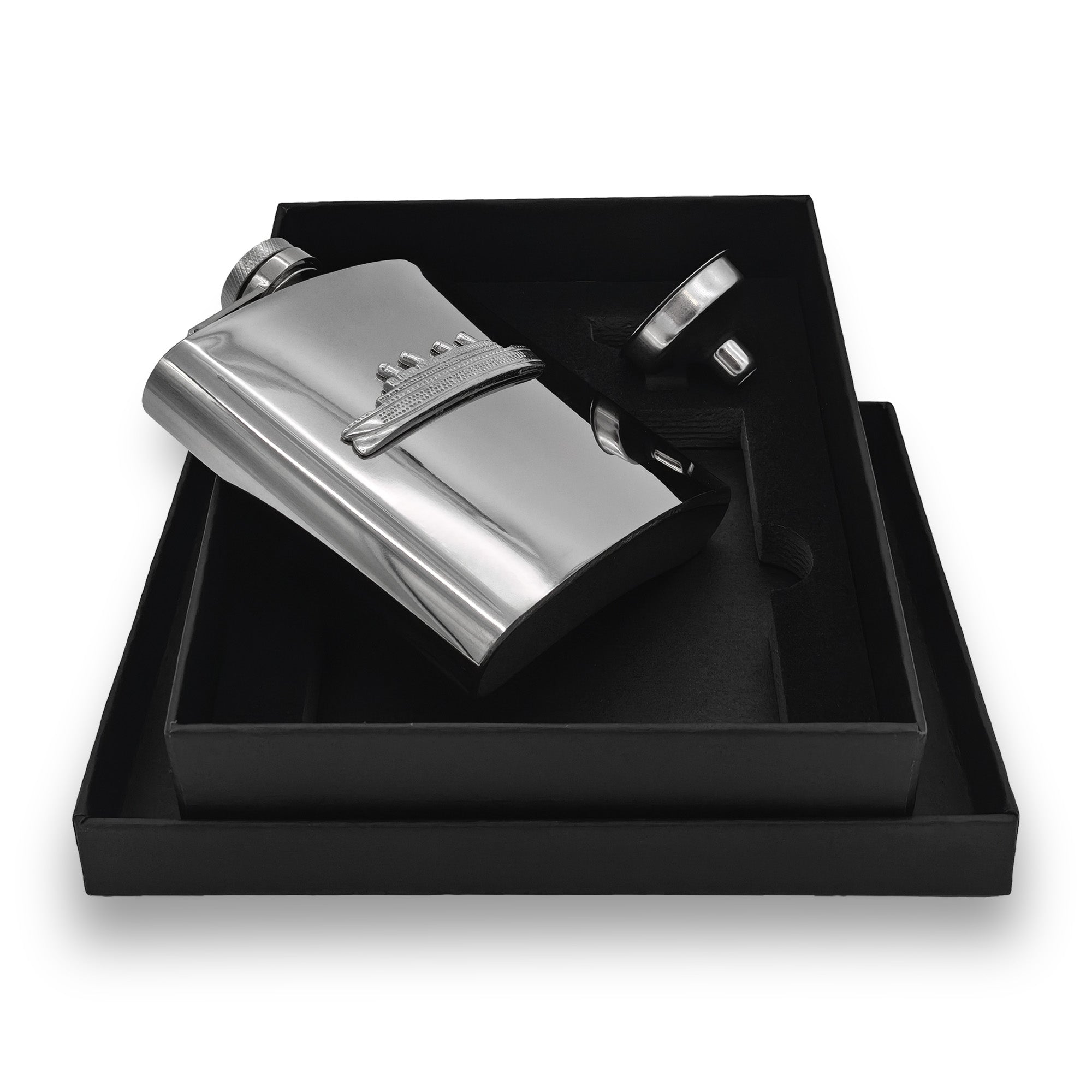 Titanic Stainless Steel Pocket Flask with Pewter Ship Badge