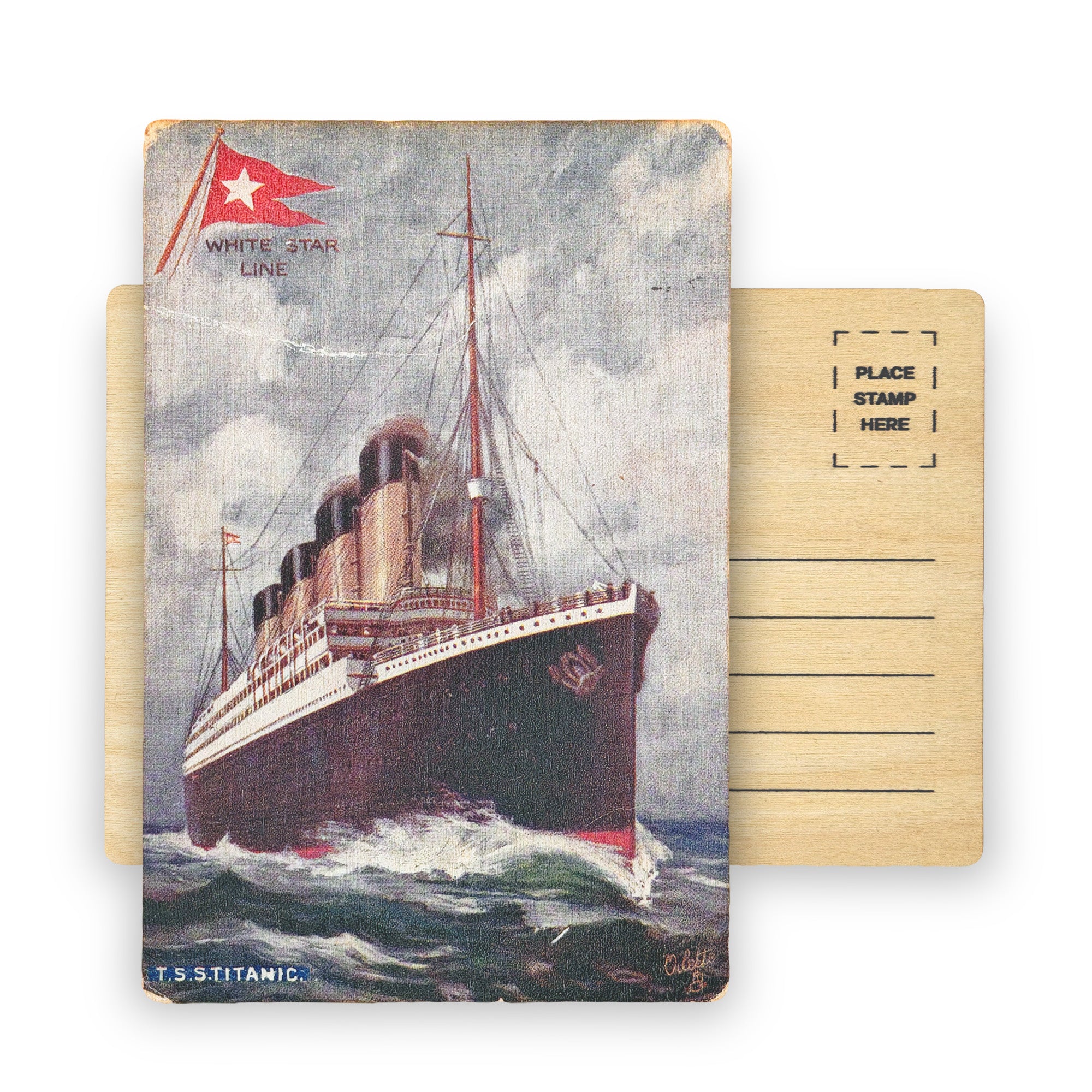 Wooden Titanic Postcard - White Star Line