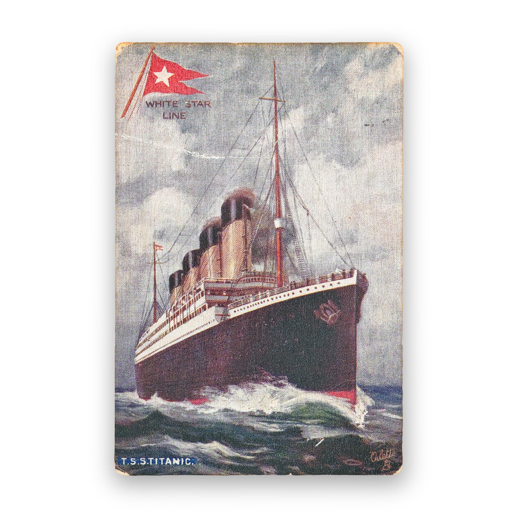 Wooden Titanic Postcard - White Star Line