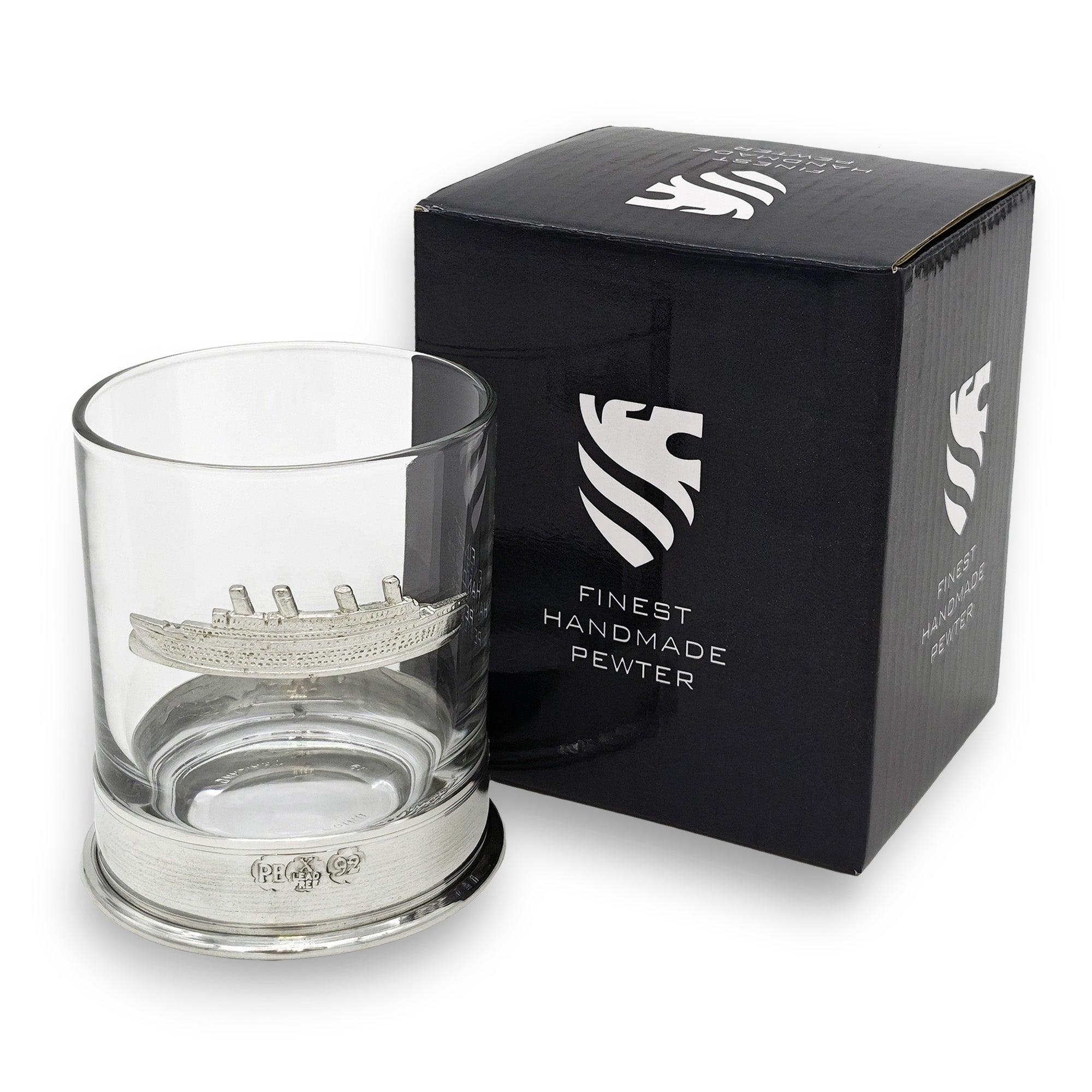 Titanic Pewter-Mounted Whiskey Tumbler Glass