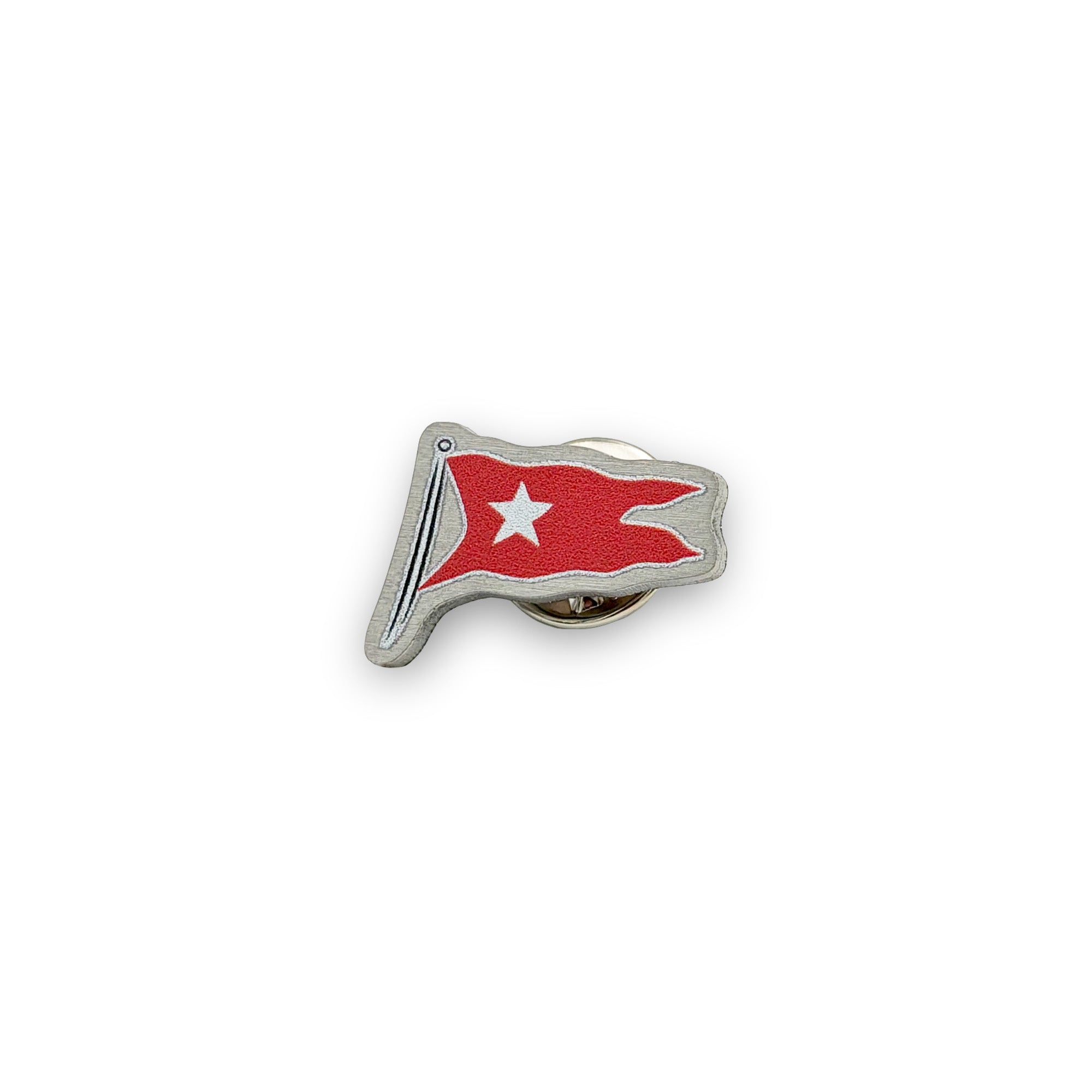 Pin Badge - Metallic Red Flag