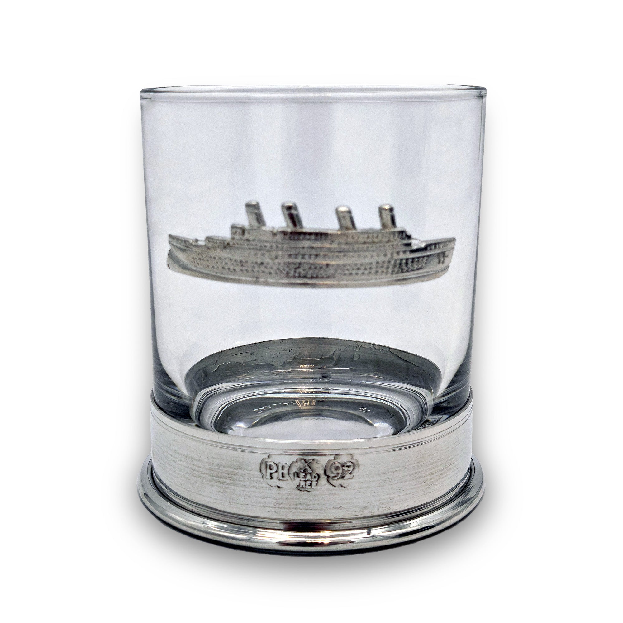 Titanic Pewter-Mounted Whiskey Tumbler Glass